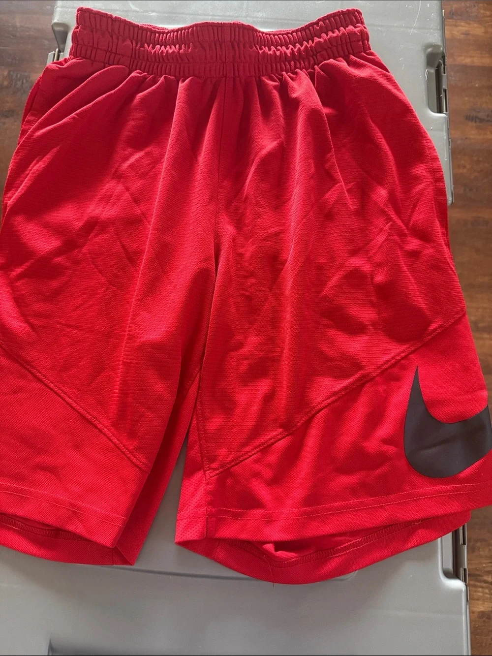 Nike kids Red Athletic Shorts with Black Swoosh